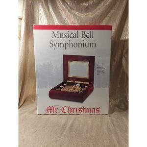 Mr Christmas Musical Bell Symphonium Wood Music Box 16 Discs Vintage Works READ